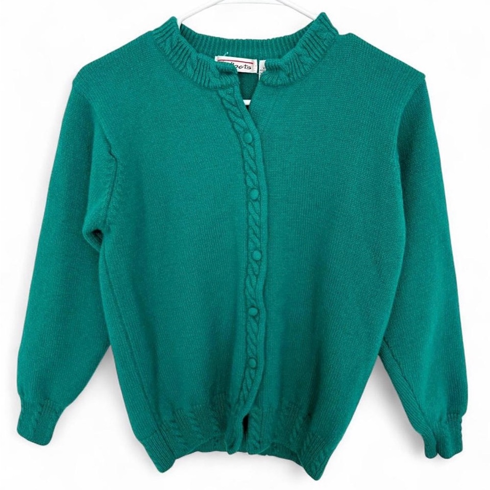 Talbots Vintage Wool Cable‎ Knit Button Down Cardigan Medium Classic Cottagecore